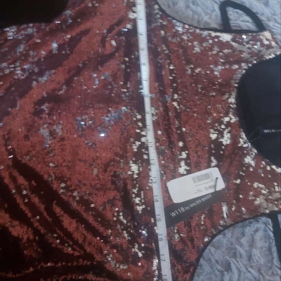 W118 Walter Baker Bronze Sequined Sleeveless Dress L - Picture 4 of 5